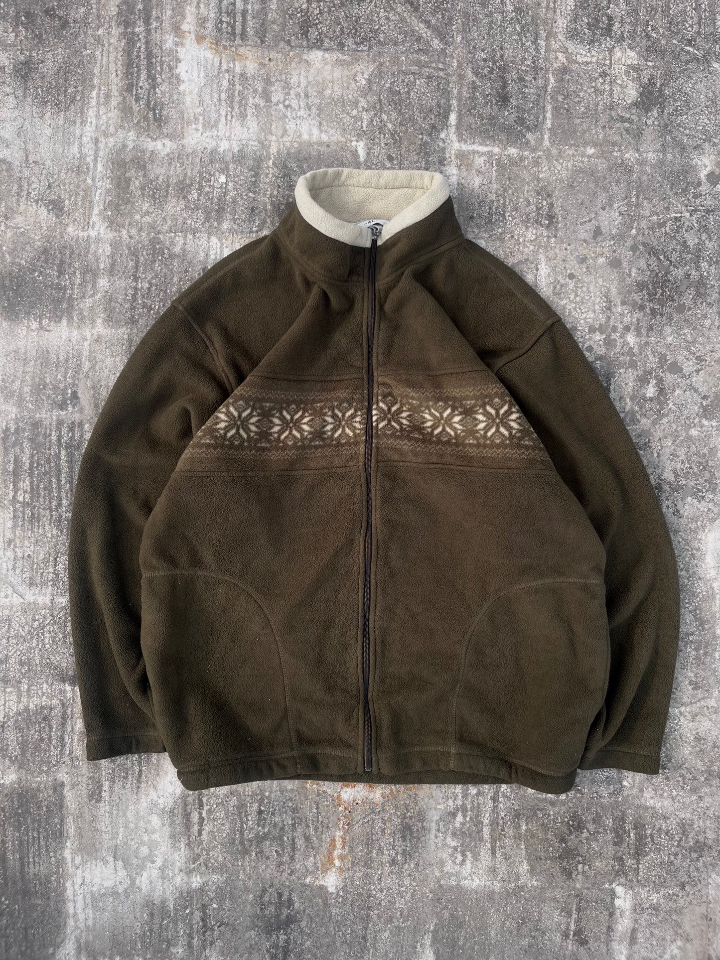 Vintage Dena Bird Christmas Snowflake Zipper Jacket (L/XL)