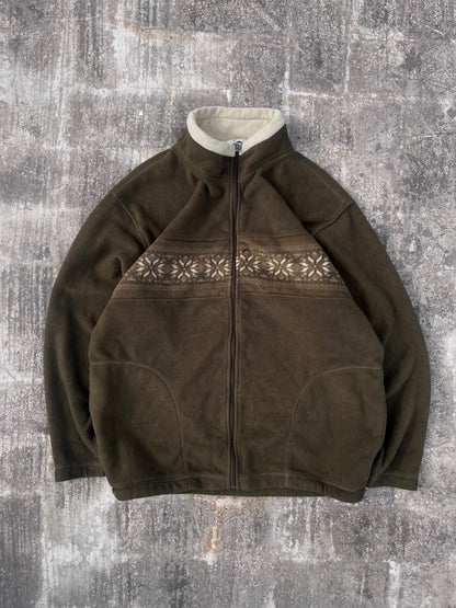 Vintage Dena Bird Christmas Snowflake Zipper Jacket (L/XL)