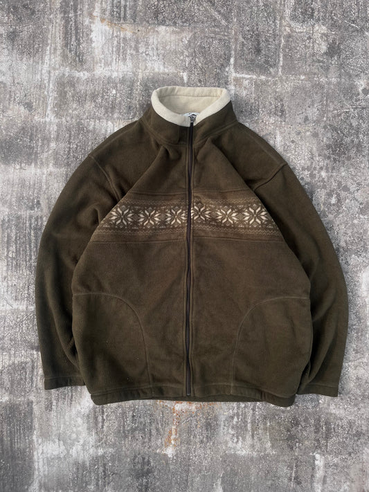 Vintage Dena Bird Christmas Snowflake Zipper Jacket (L/XL)