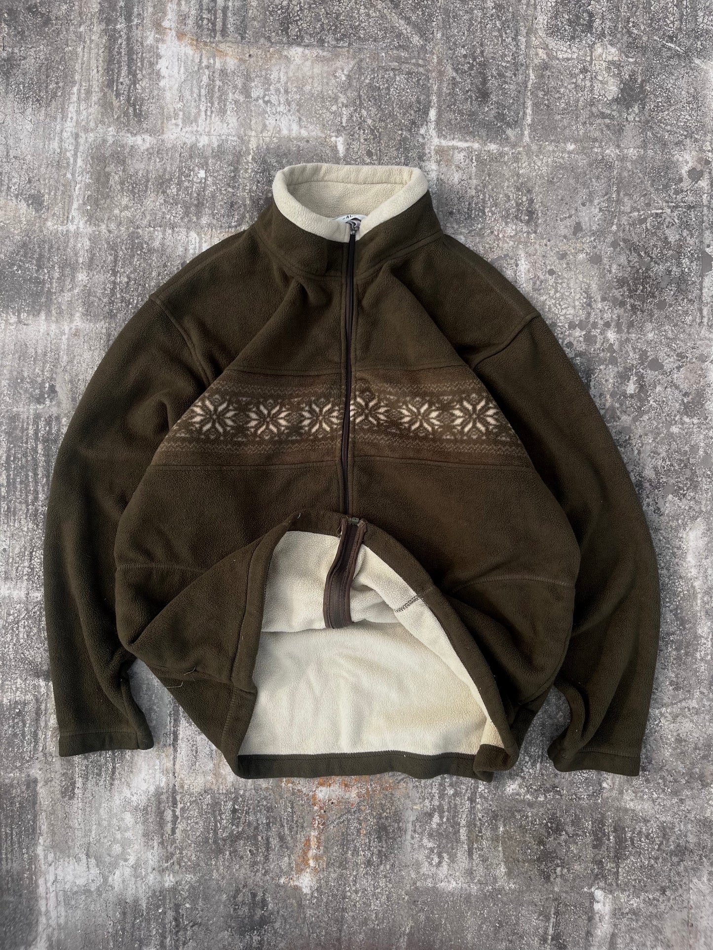 Vintage Dena Bird Christmas Snowflake Zipper Jacket (L/XL)