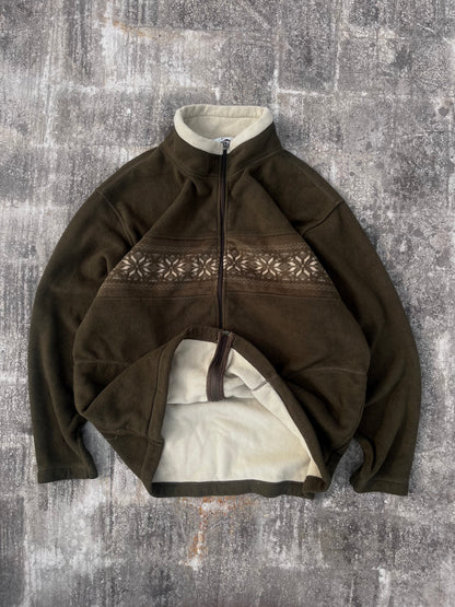 Vintage Dena Bird Christmas Snowflake Zipper Jacket (L/XL)
