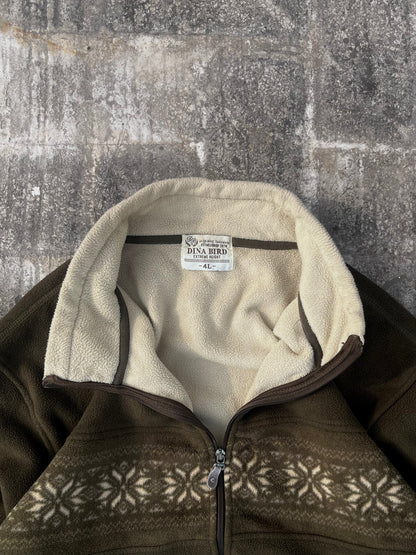 Vintage Dena Bird Christmas Snowflake Zipper Jacket (L/XL)