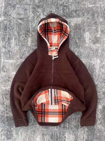 Hill Crop Double Layered Brown Hoodied Jacket (L)