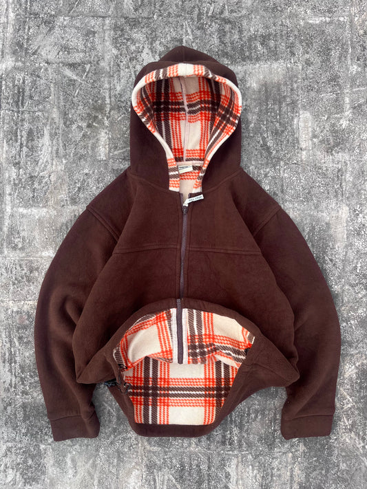 Hill Crop Double Layered Brown Hoodied Jacket (L)
