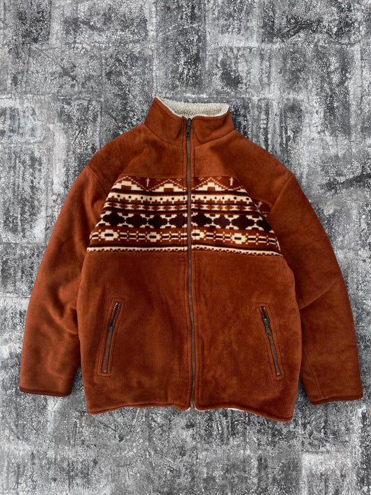 Vintage Brown Fleece Double Sided Jacket (S/M)