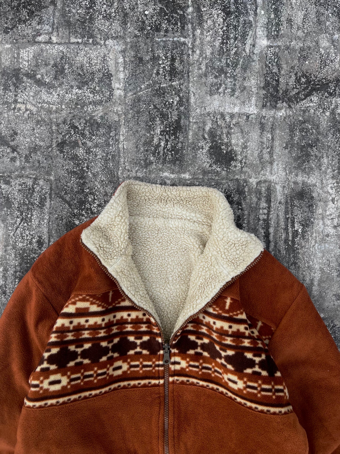 Vintage Brown Fleece Double Sided Jacket (S/M)