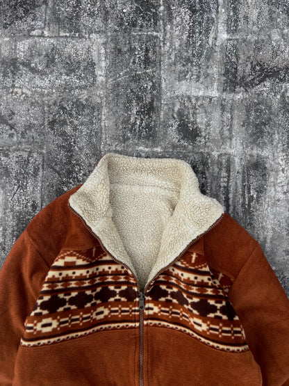Vintage Brown Fleece Double Sided Jacket (S/M)