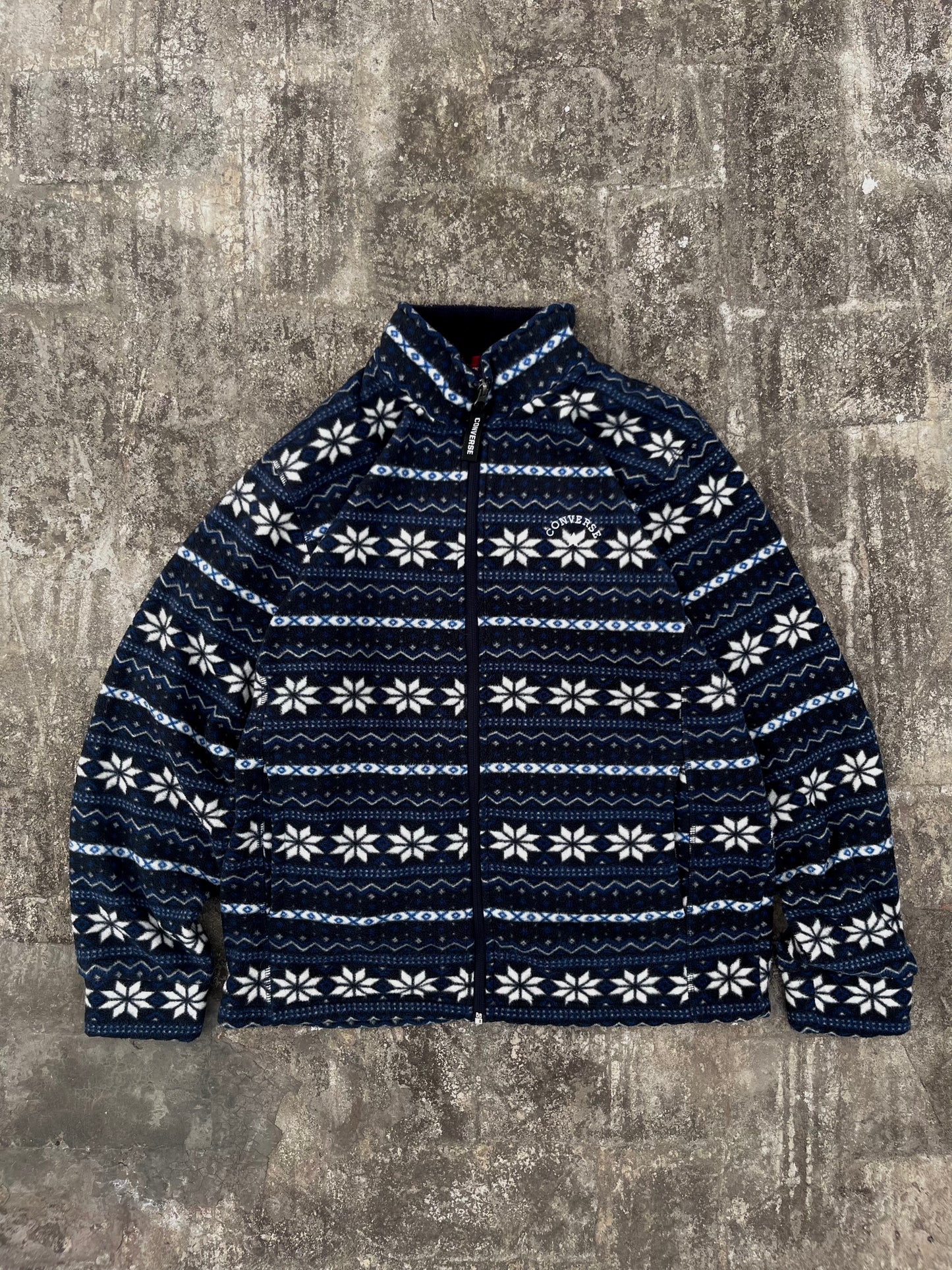 Converse Christmas Snowflake Fleece Zipper Jacket (L)