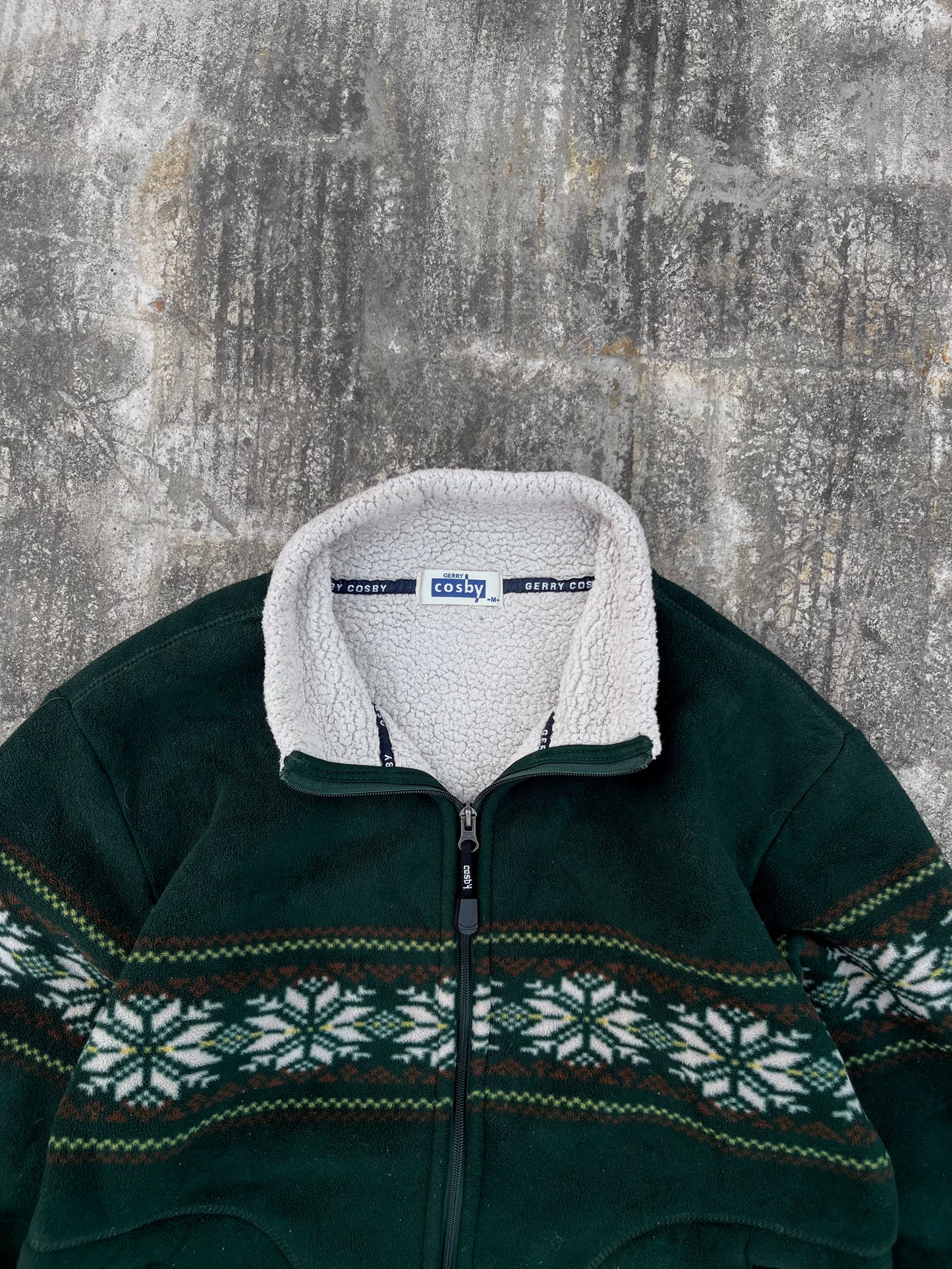 Cosby Green Christmas Snowflake Zipper Jacket (S/M)