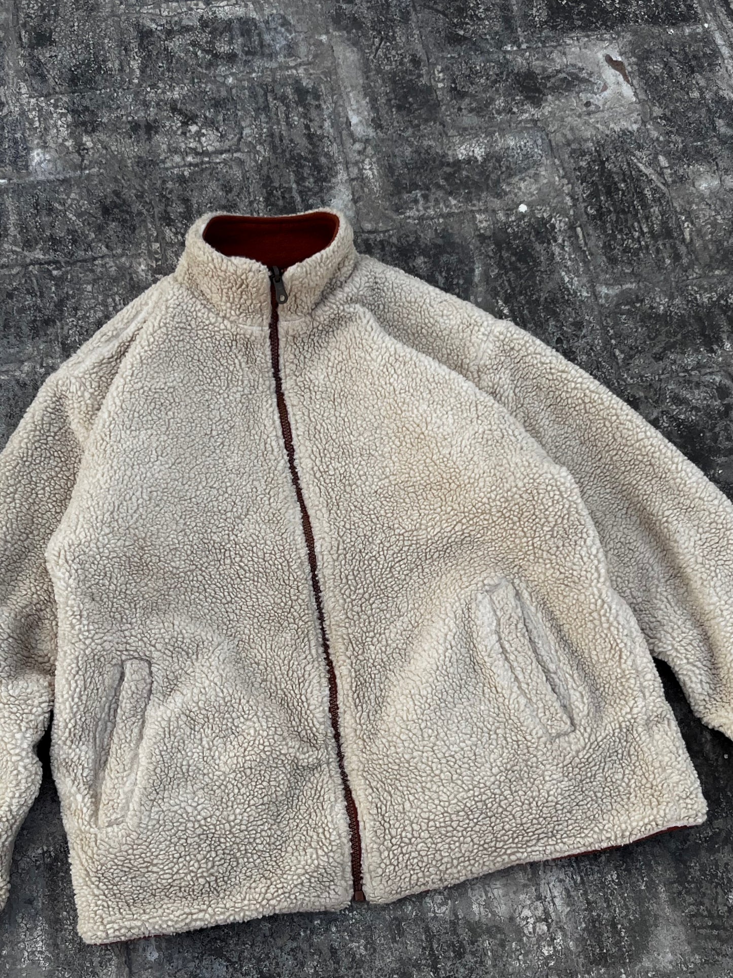 Vintage Brown Fleece Double Sided Jacket (S/M)