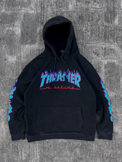 Thrasher Blue Flames Oversized Hoodie (S)