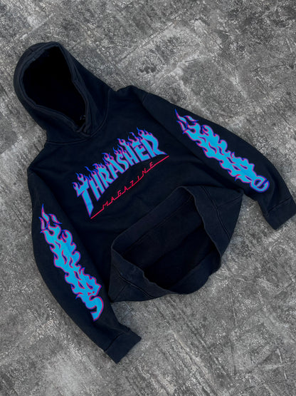 Thrasher Blue Flames Oversized Hoodie (S)