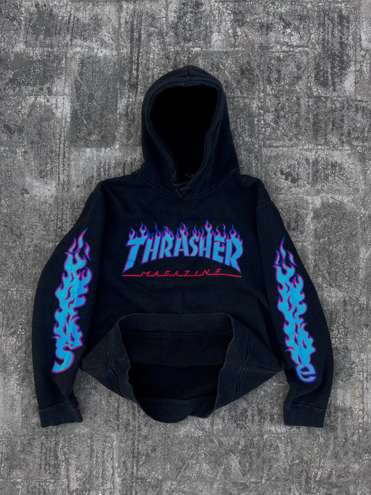 Thrasher Blue Flames Oversized Hoodie (S)