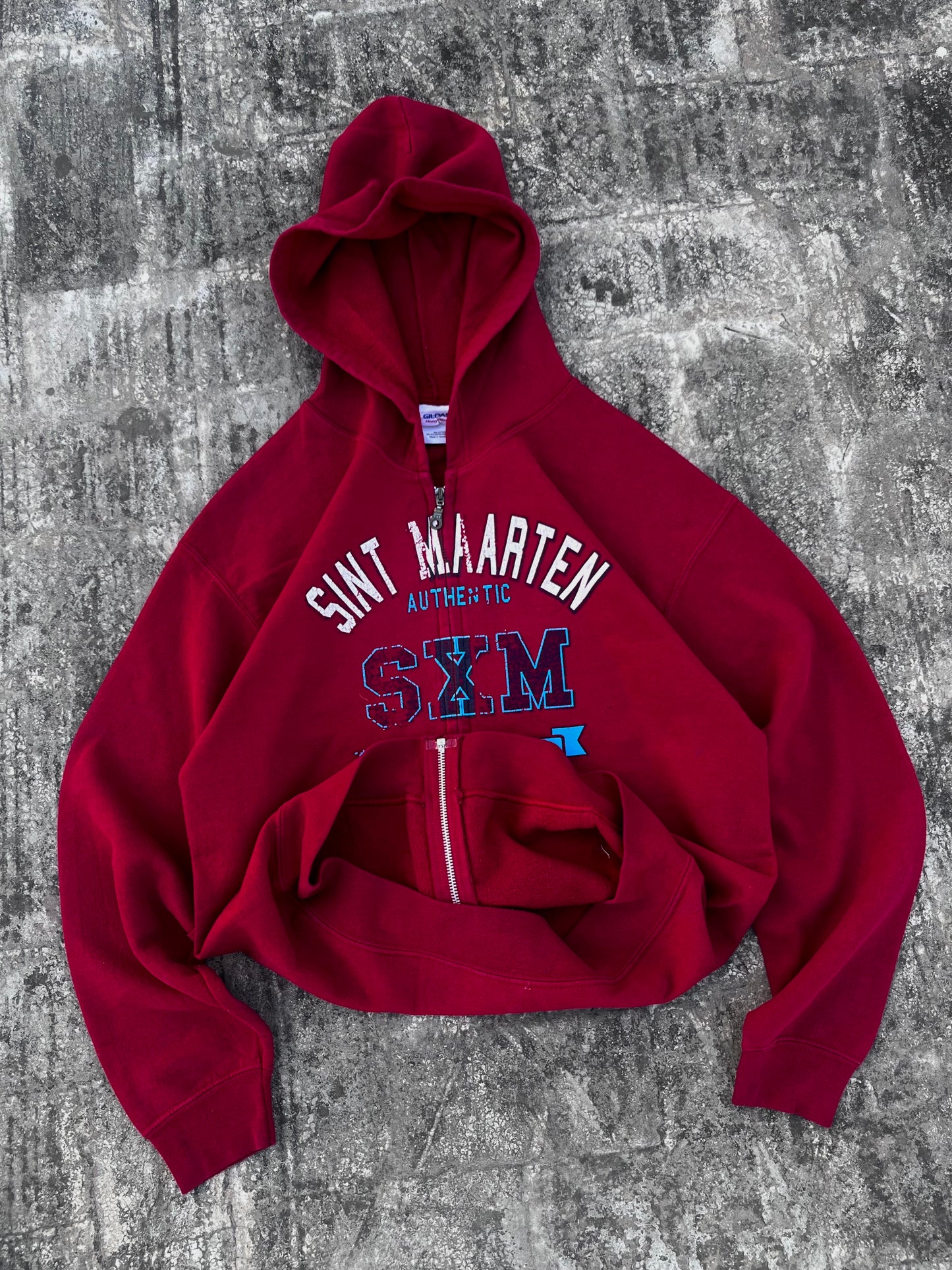 Gildan Sint Maarten West Indies Red Zipper Hoodie (M)