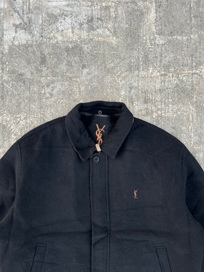 90s Vintage Yves Saint Laurent padded wool jacket ( Black and Brown )