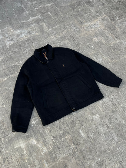 90s Vintage Yves Saint Laurent padded wool jacket ( Black and Brown )