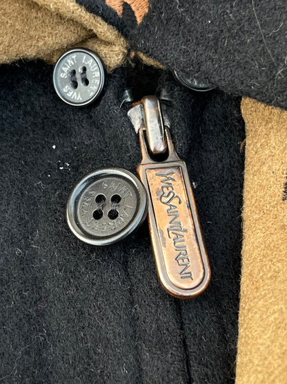 90s Vintage Yves Saint Laurent padded wool jacket ( Black and Brown )