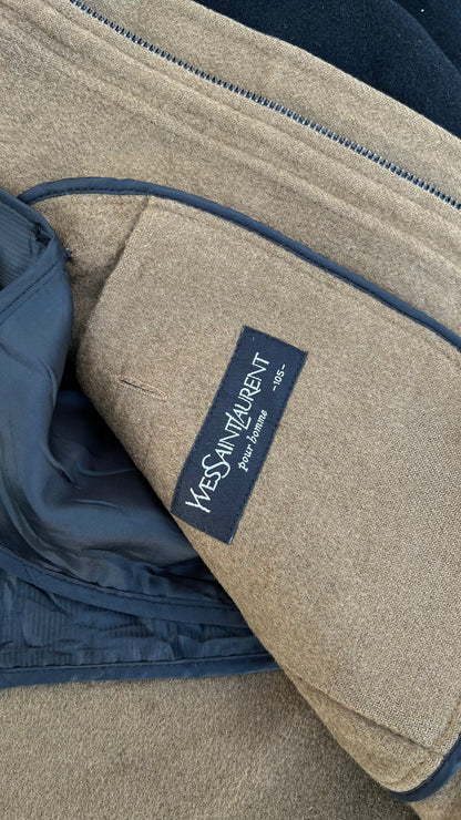 90s Vintage Yves Saint Laurent padded wool jacket ( Black and Brown )