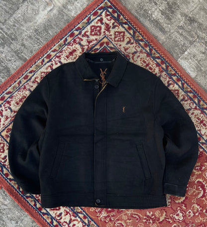 90s Vintage Yves Saint Laurent padded wool jacket ( Black and Brown )