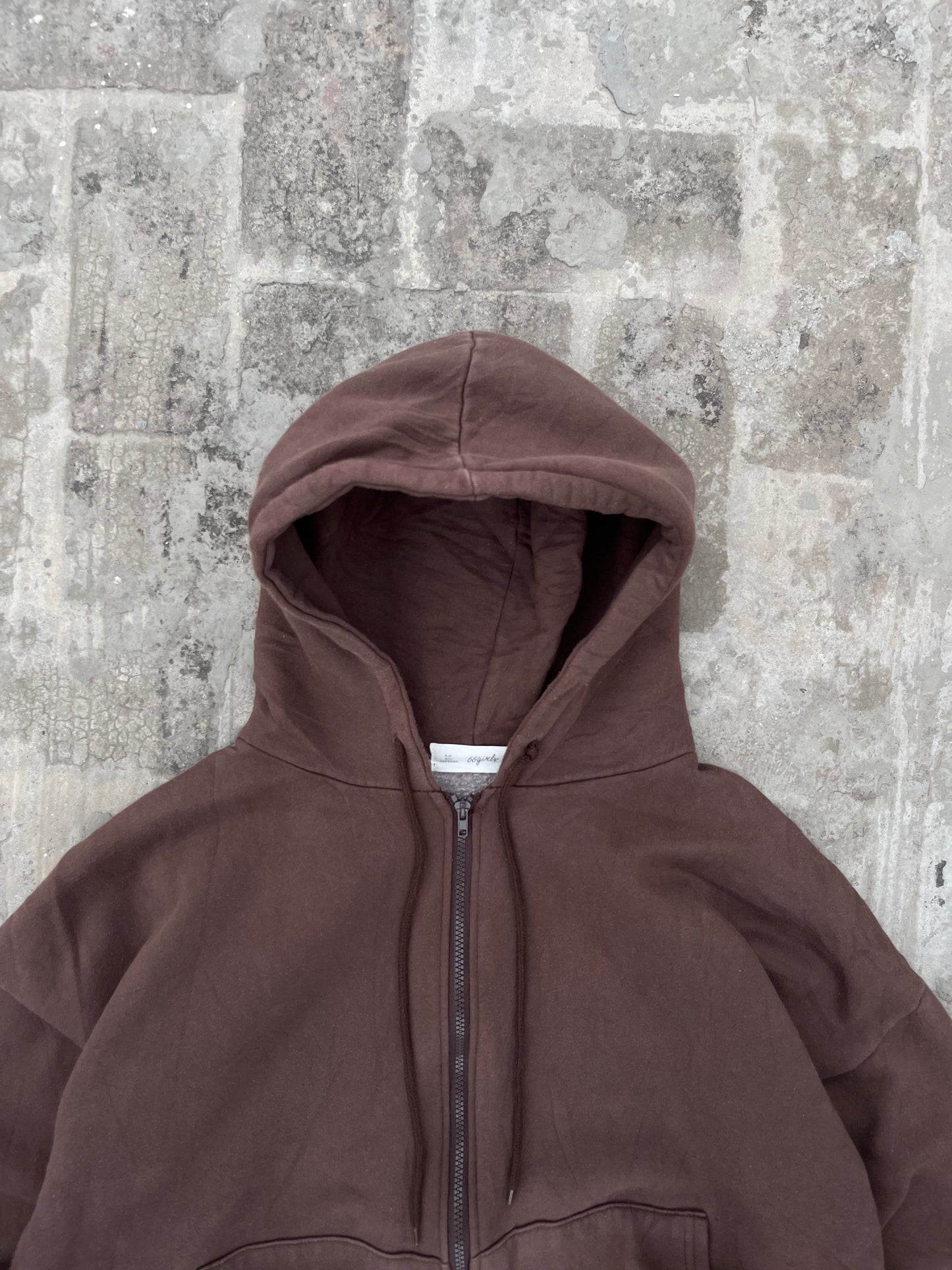 Brown Cropped and Oversized Zipper Hoodie (L)