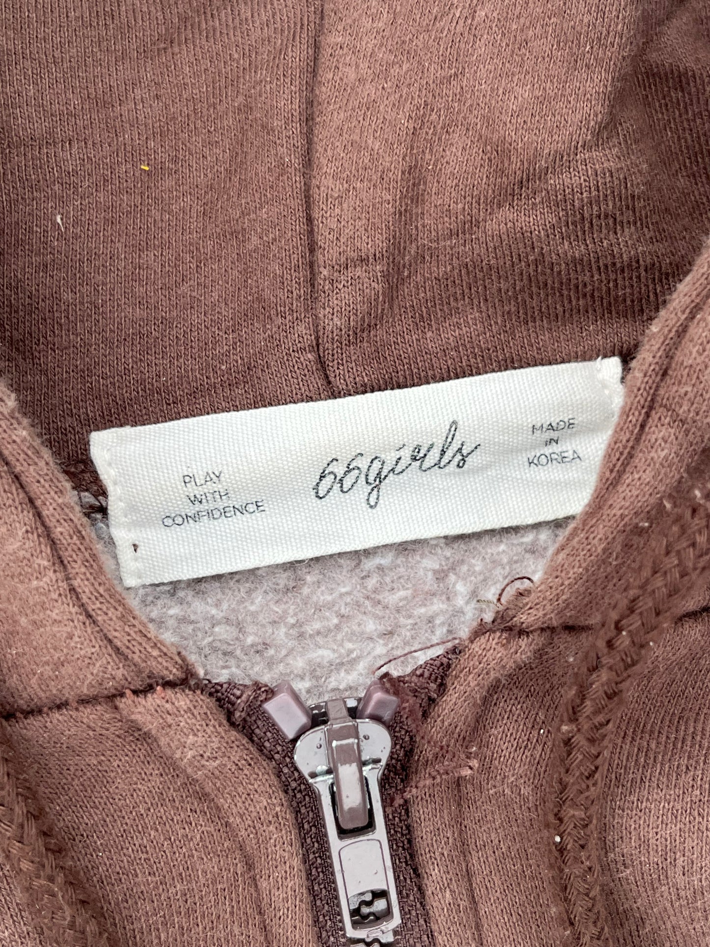 Brown Cropped and Oversized Zipper Hoodie (L)