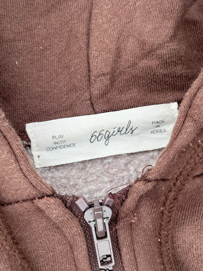 Brown Cropped and Oversized Zipper Hoodie (L)