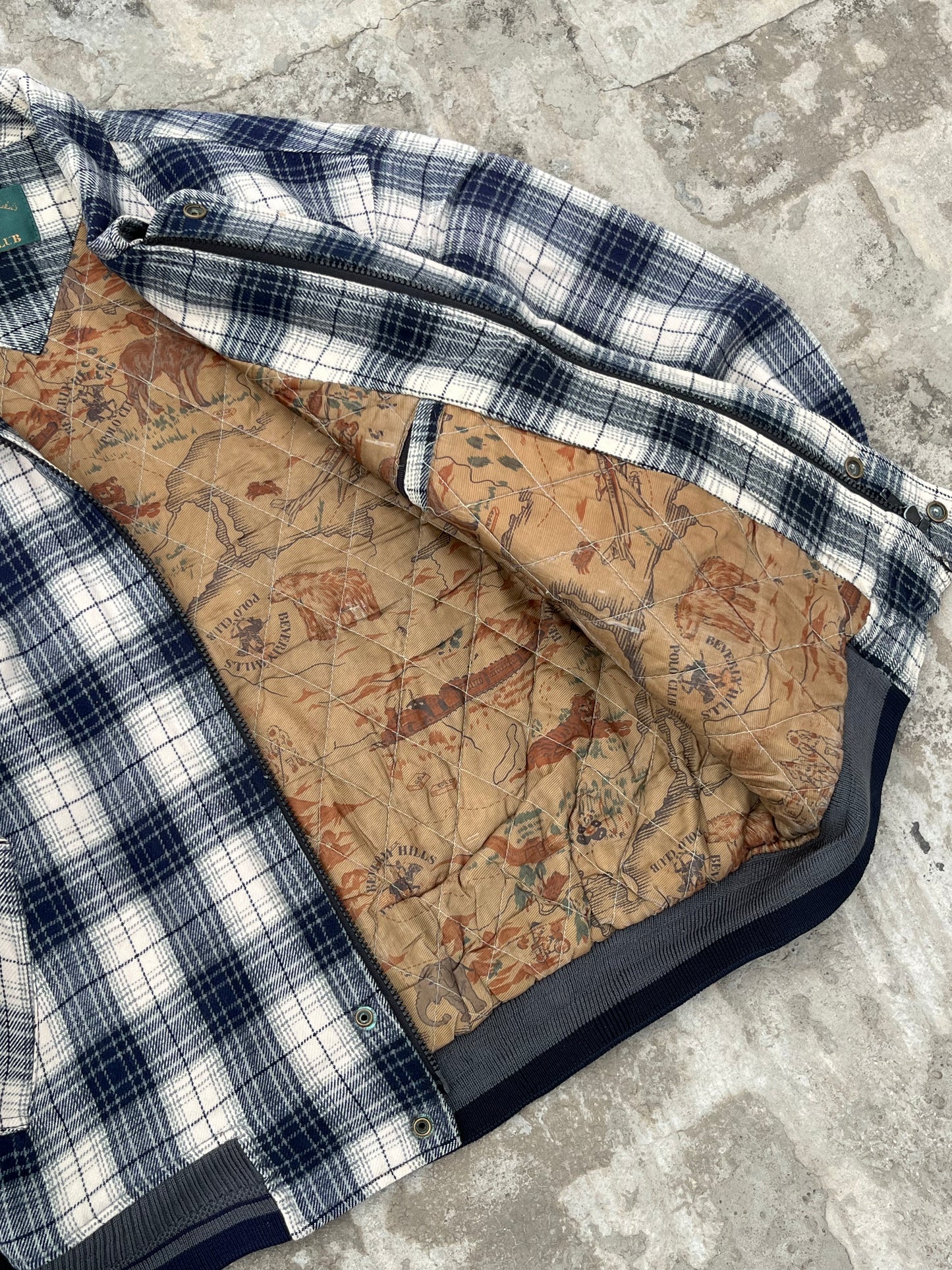 Vintage Beverly Hills Polo Club Flannel Cropped and Baggy Fit Woolen Jacket (M)
