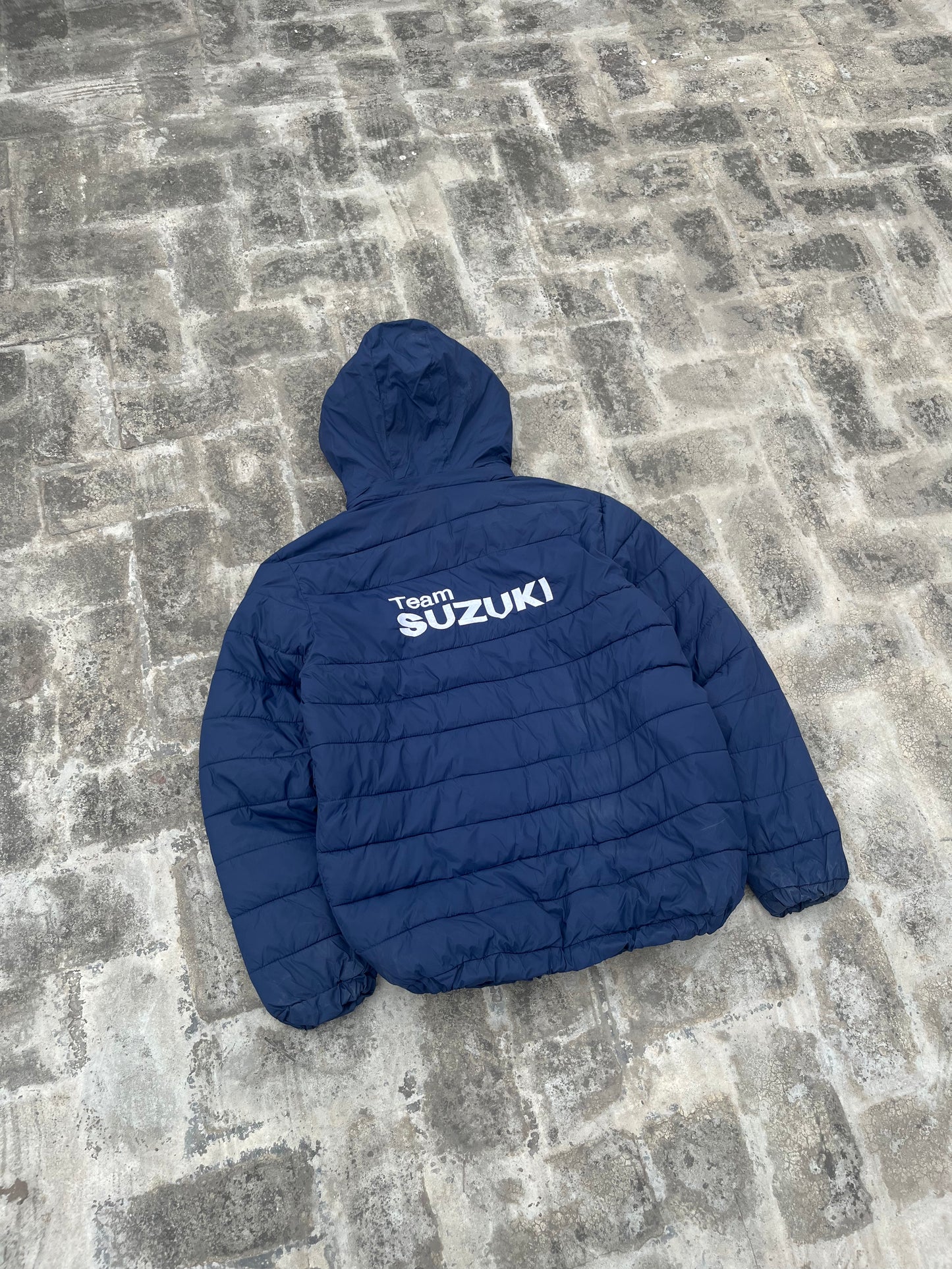 Team Suzuki Duck Down Hooded Puffer Jacket Blue (L)