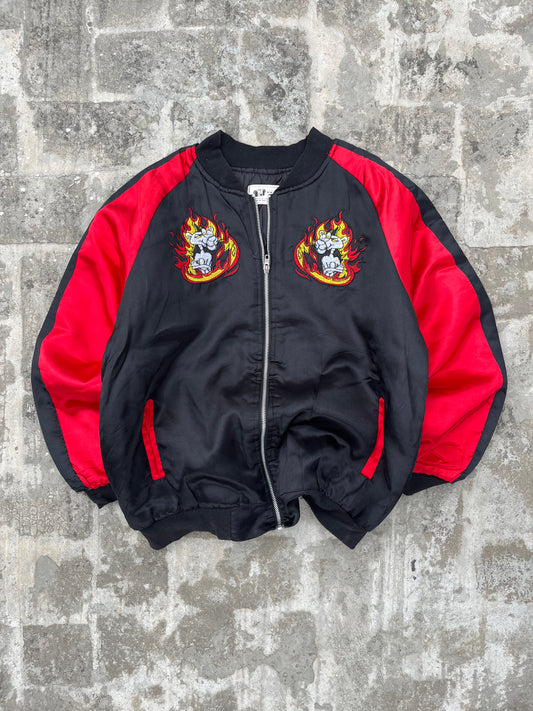 Vintage Y2K Fire Pink Panther Cropped and Oversized Jacket (S)