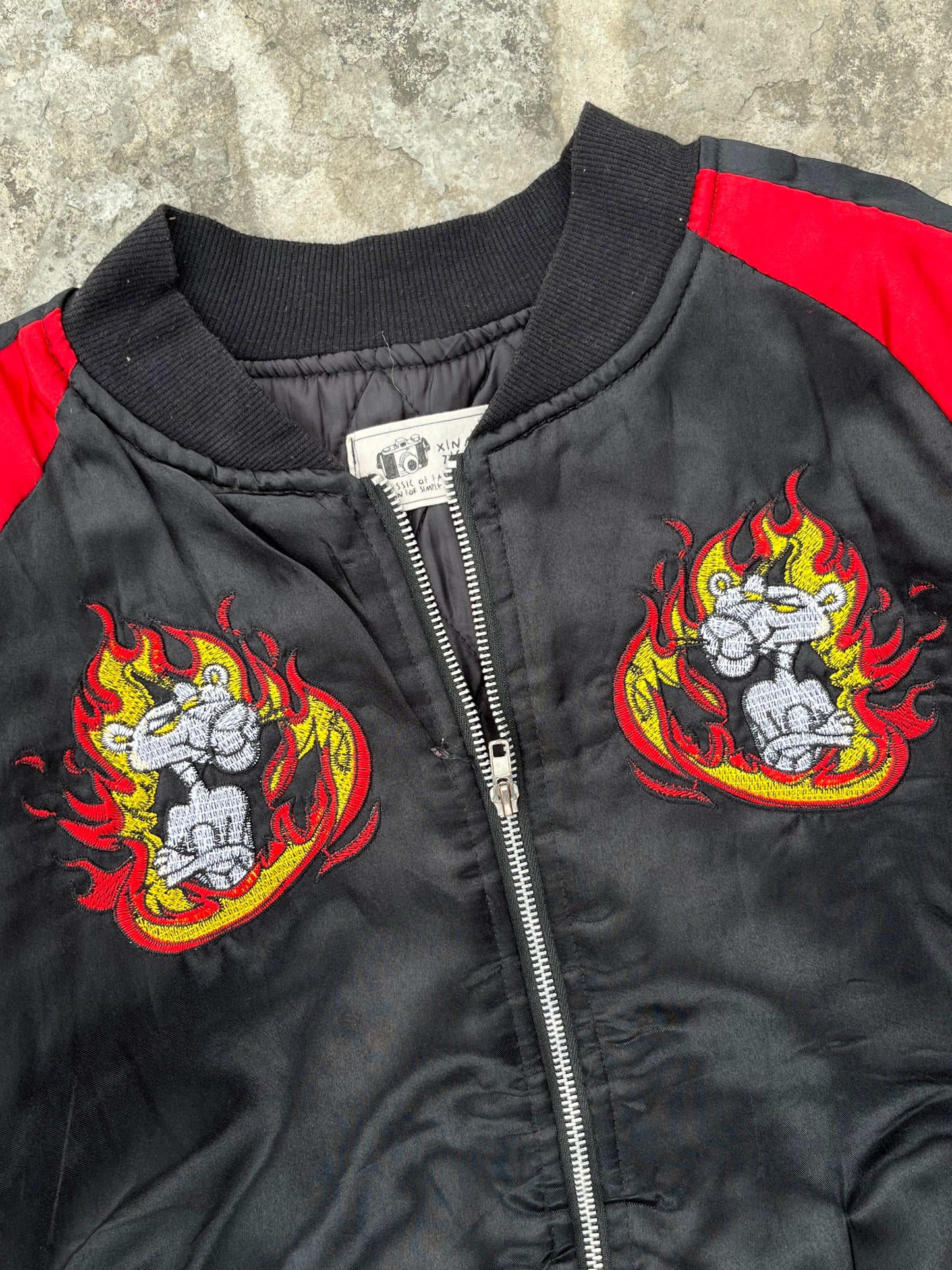 Vintage Y2K Fire Pink Panther Cropped and Oversized Jacket (S)