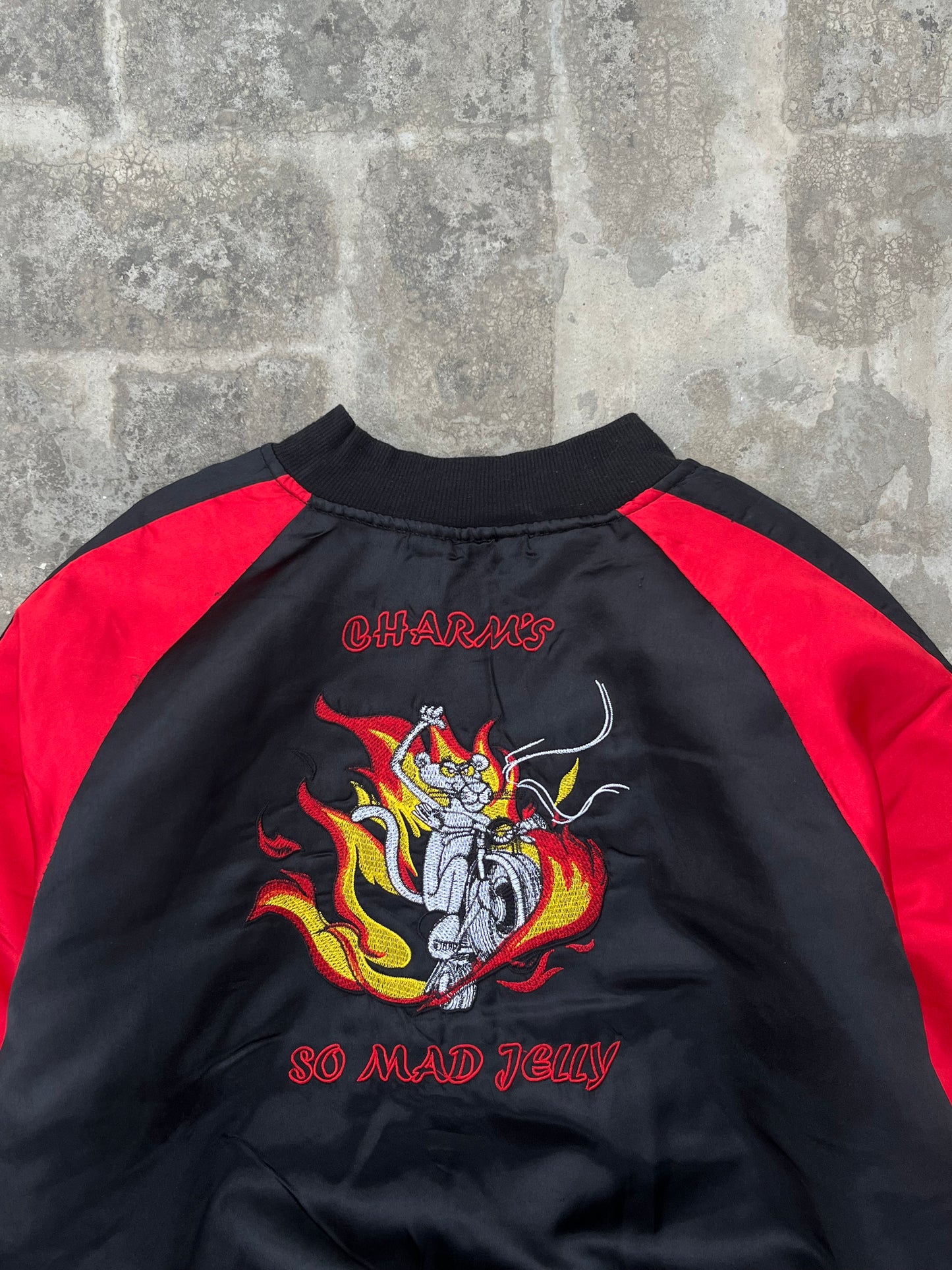 Vintage Y2K Fire Pink Panther Cropped and Oversized Jacket (S)