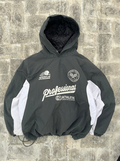 Vintage Burning Cloudy Cropped and Baggy Fit Parachute Hoodie (L/XL)