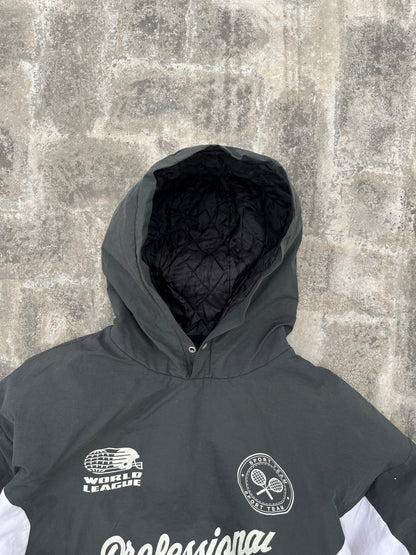 Vintage Burning Cloudy Cropped and Baggy Fit Parachute Hoodie (L/XL)
