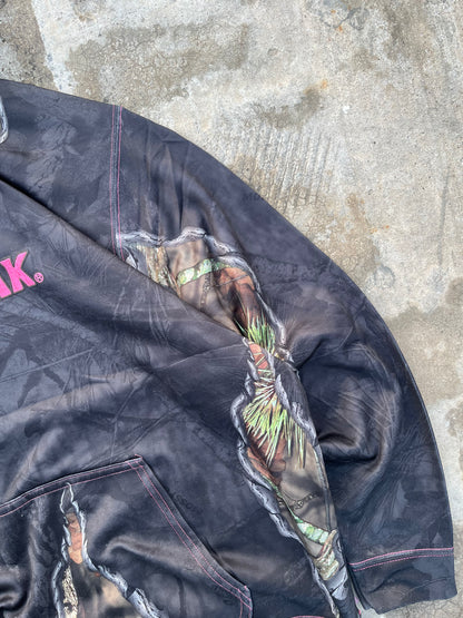 Vintage Mossy Oak Camo Pink Details Jersey Oversized and Boxy Fit Hoodie (XL)