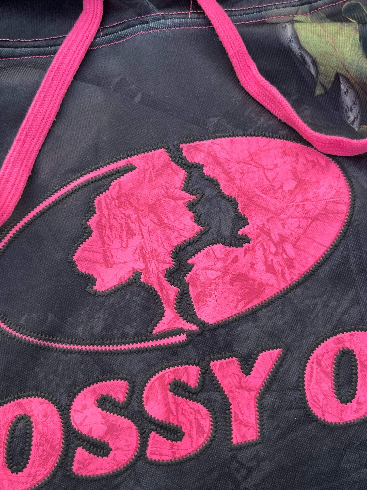 Vintage Mossy Oak Camo Pink Details Jersey Oversized and Boxy Fit Hoodie (XL)
