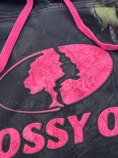 Vintage Mossy Oak Camo Pink Details Jersey Oversized and Boxy Fit Hoodie (XL)