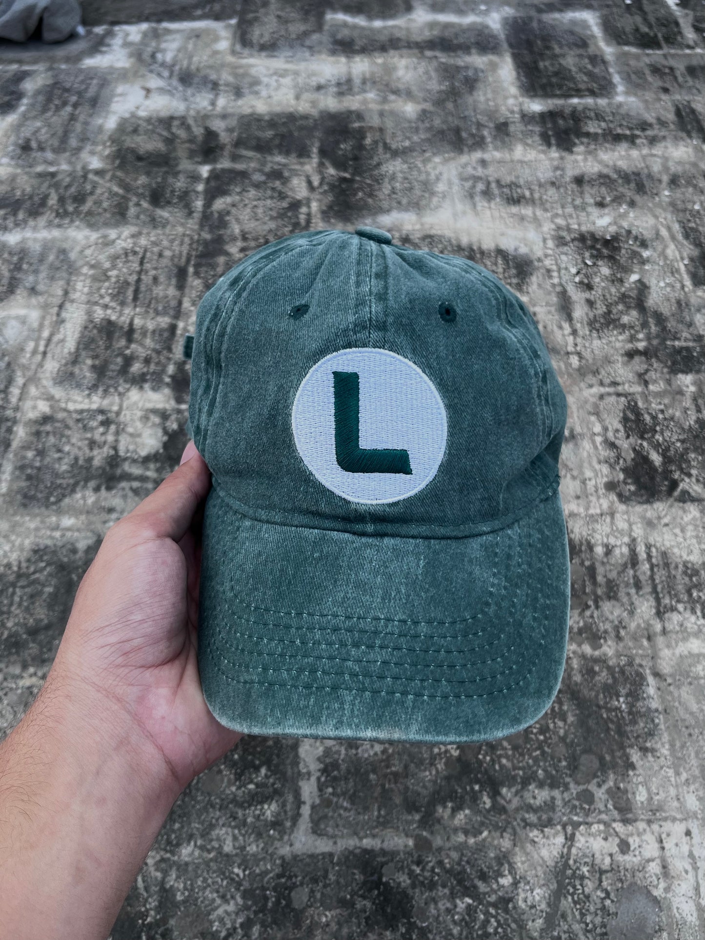 Luigi Washed Green Cap