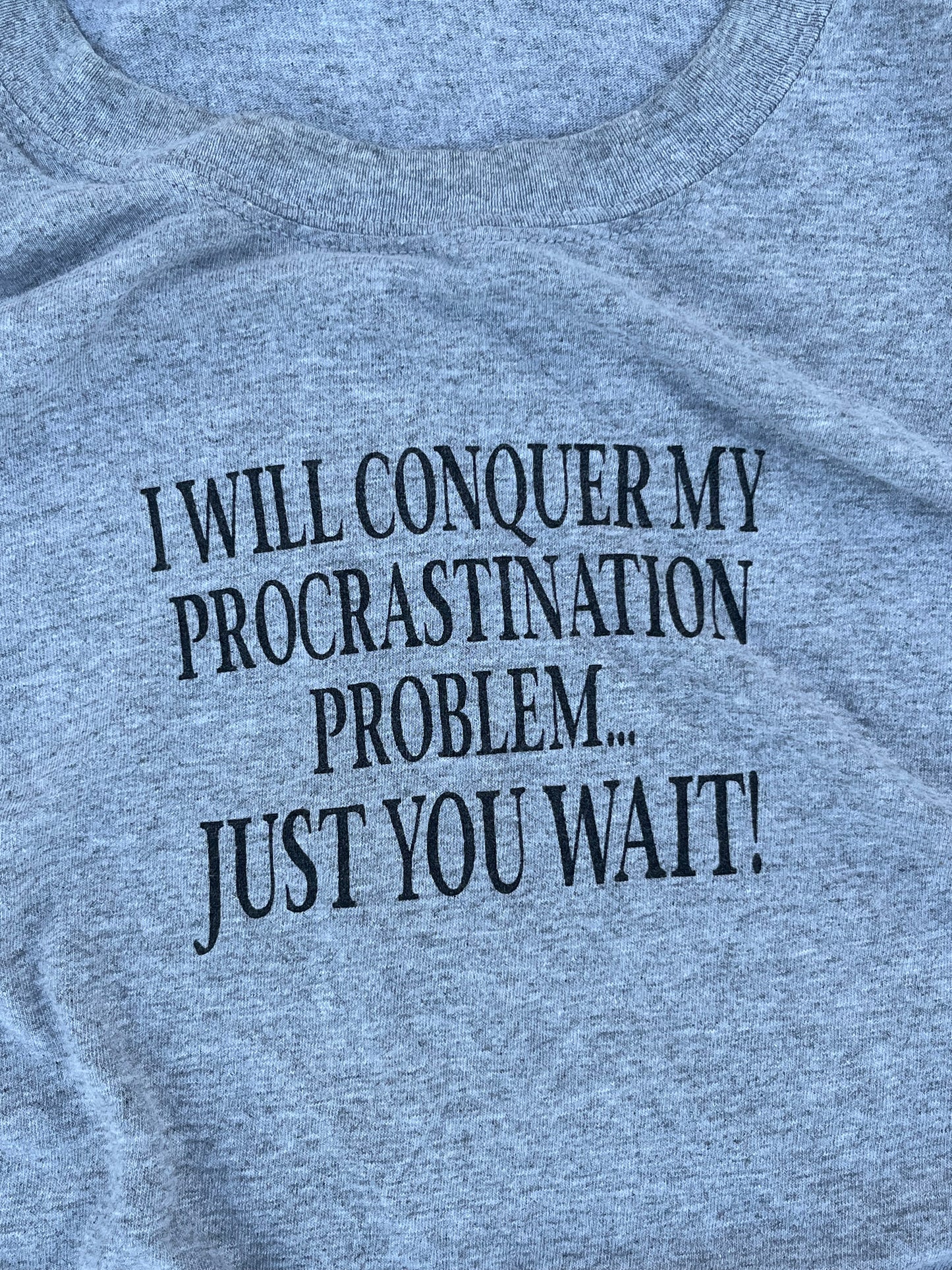 "I will conquer my procrastination problem" Statement Tee Oversized (L)