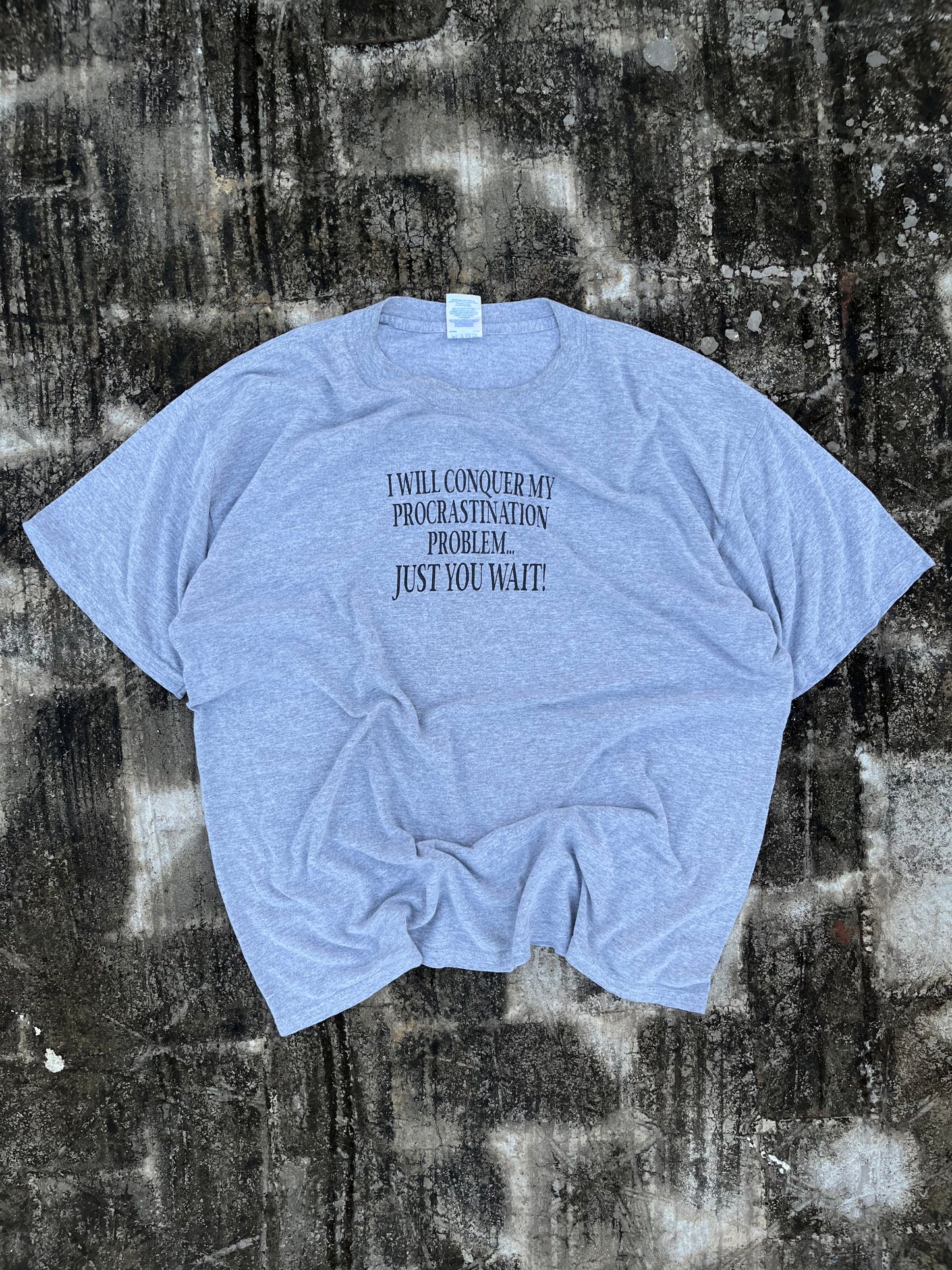 "I will conquer my procrastination problem" Statement Tee Oversized (L)