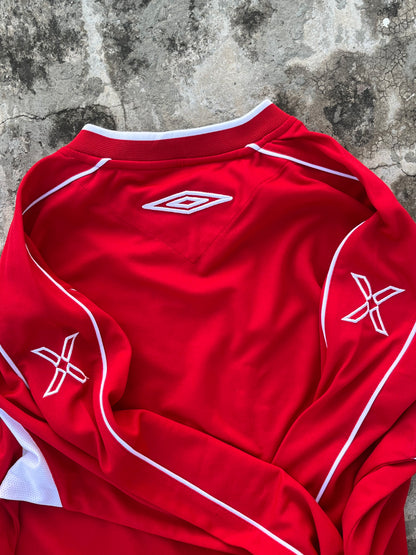 Vintage Umbro Red-White Full Sleeves Soccer Jersey (L)