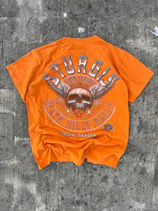 Vintage Sturgis Motorcycle Rally Skull Graphic Tee (M/L)