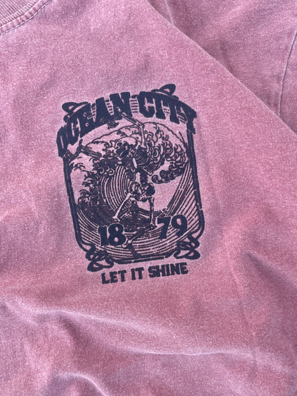 Vintage Washed Purple Ocean City Graphic Tee Oversized (L)