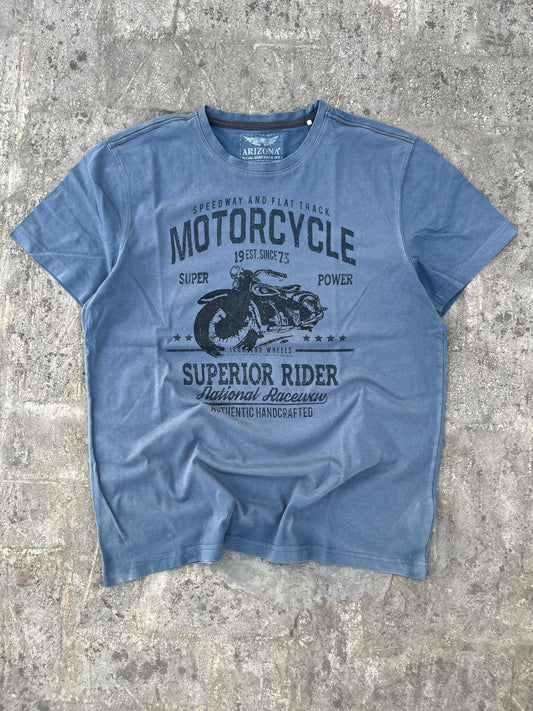 Vintage Blue Arizona Motorcycle Graphic Tee Oversized (M/L)