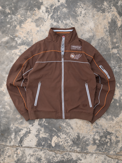 Vintage Crosshatch Brown Racing Windbreaker (M/L)