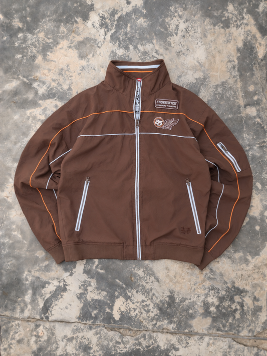 Vintage Crosshatch Brown Racing Windbreaker (M/L)