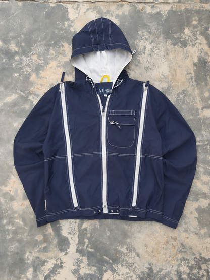Vintage Armani Jeans Y2K Multi-Zip Heavily Ventilated Technical Windbreaker Jacket (M)