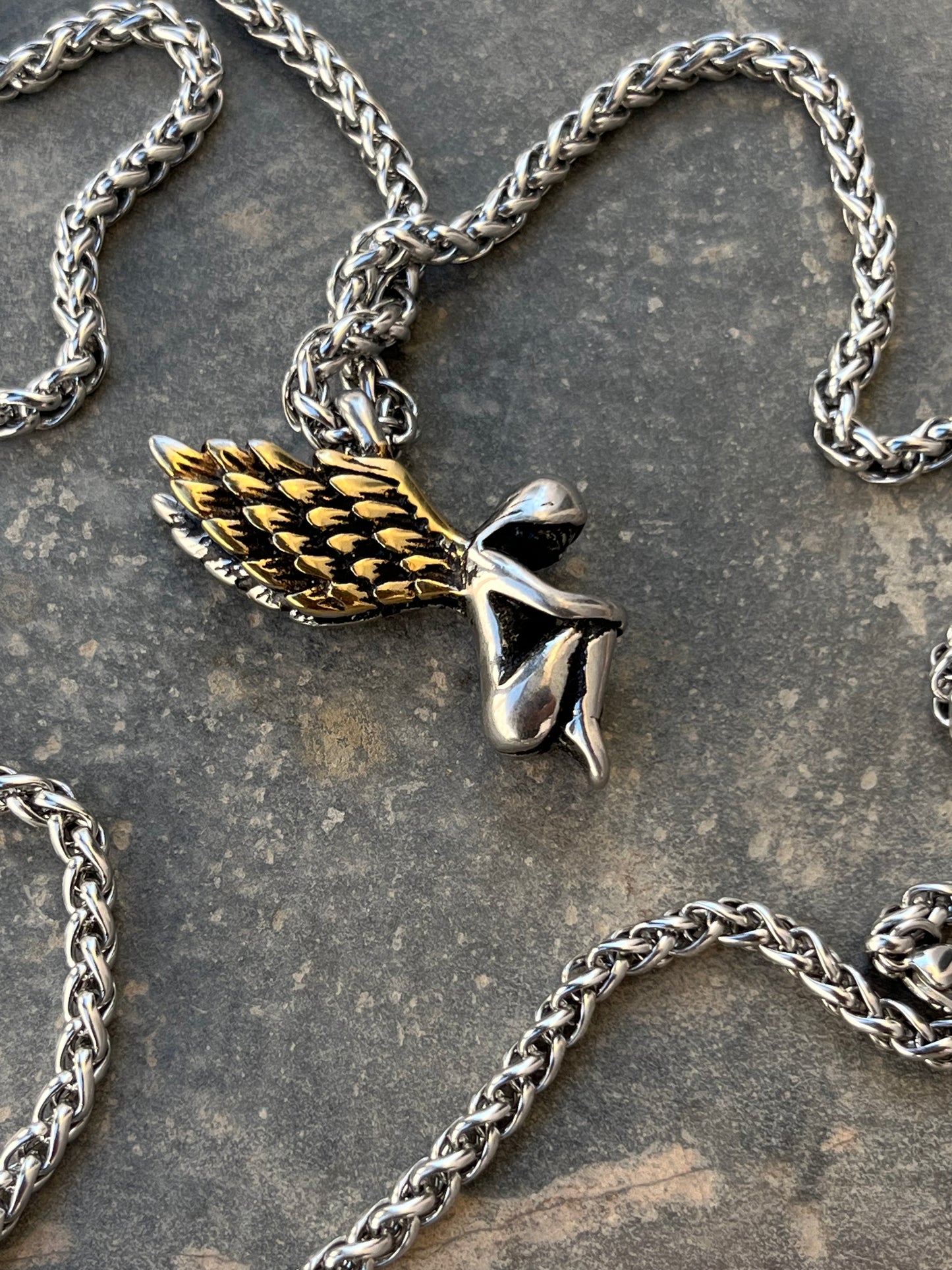 Vintage Golden Wings Angel Pendant