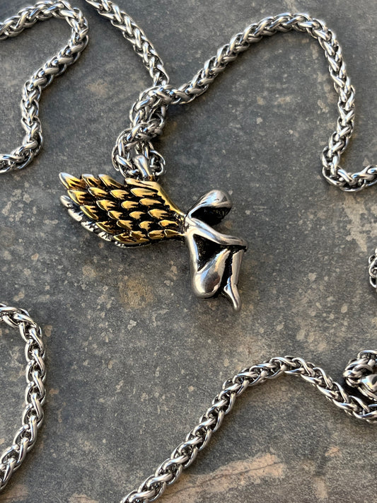 Vintage Golden Wings Angel Pendant