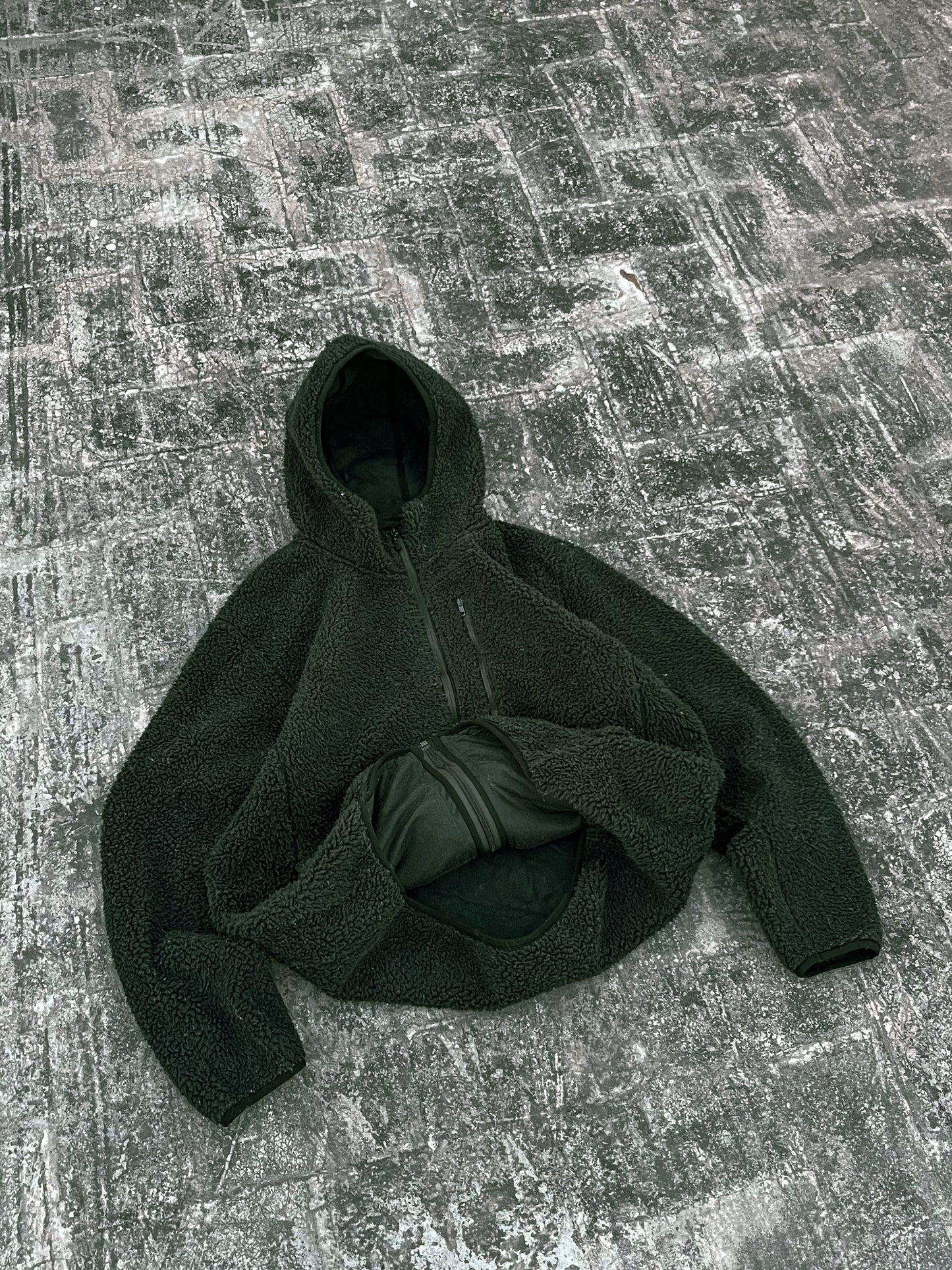 Uniqlo Dark Green Hooded Fleece Jacket (L)