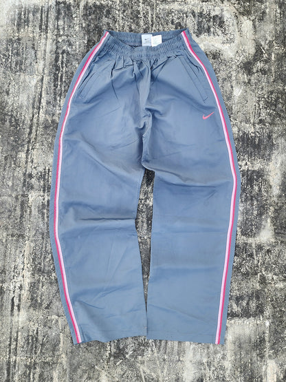Vintage Nike Grey - Pink Striped Trackpants (S)